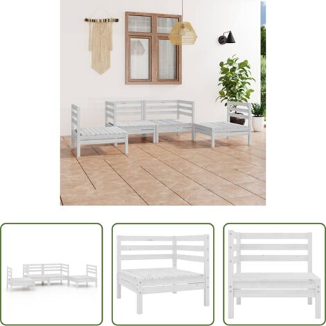 Divani da giardino -  Set Divani da Giardino 4 pz Bianco in Legno Massello di Pino