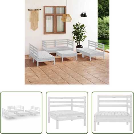 Divani da giardino -  Set Divani da Giardino 7 pz Bianco in Legno Massello di Pino
