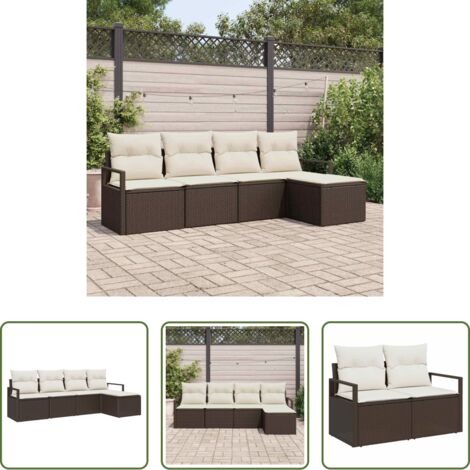 Divani esterni -  Set di divani 5 pcs Marrone polyrattan