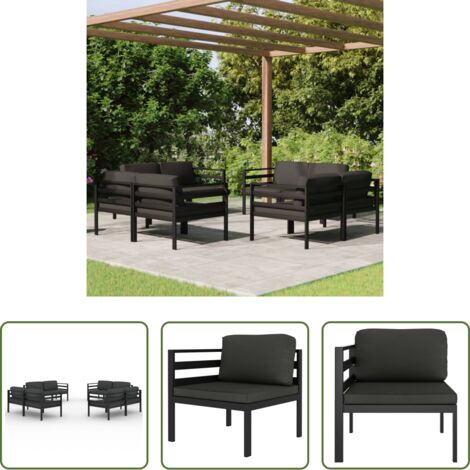 Divani in alluminio -  Set Divani da Giardino 8 pz con Cuscini in Alluminio Antracite