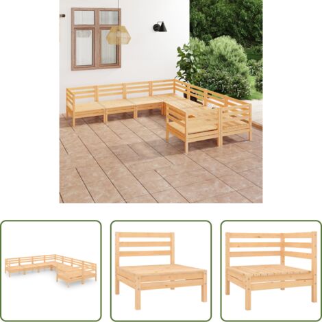 Divani in legno -  Set Salotto da Giardino 8 pz in Legno Massello di Pino