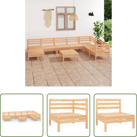 Divani in legno -  Set Salotto da Giardino 9 pz in Legno Massello di Pino