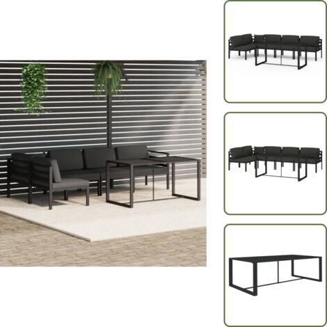 Divani modulabili - vidaXL Set Divani da Giardino 6 pz con Cuscini in Alluminio Antracite - Arredamento da esterno