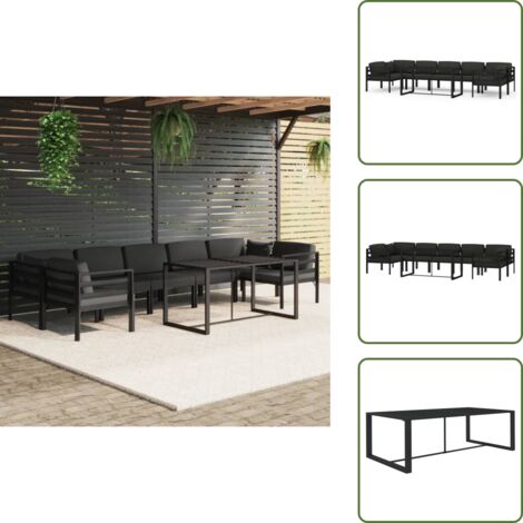 Divani modulabili - vidaXL Set Divani da Giardino 8 pz con Cuscini in Alluminio Antracite - Arredamento da esterno