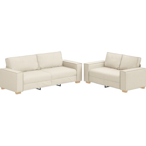 Divano 2 pcs Beige Tessuto misto lino vidaXL