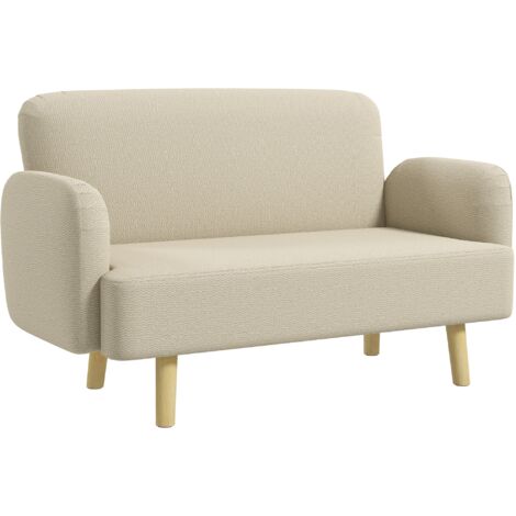 Divano 2 Posti 140x74x79 cm in Effetto Velluto Bianco Crema