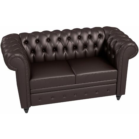 Divano 2 Posti 160x84x80 cm in Similpelle Marrone