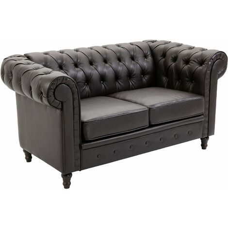 Divano 2 Posti 160x84x80 cm in Similpelle  Marrone Scuro