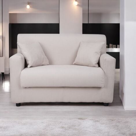 Divano 2 posti Beige - tessuto sfoderabile 124 cm BOLOGNA