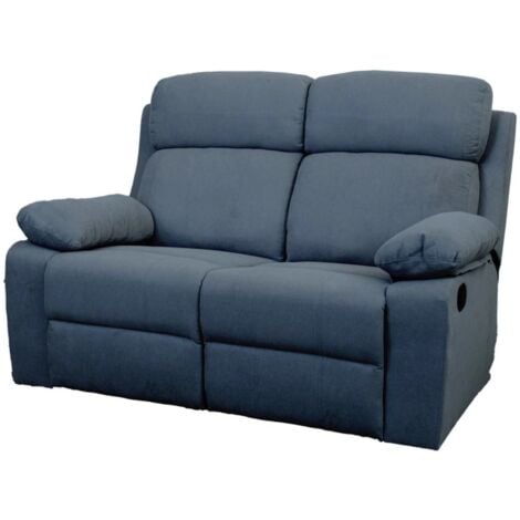 divano 2 posti bellahome "annika" con recliner manuale in tessuto blu, 145x93x101 cm