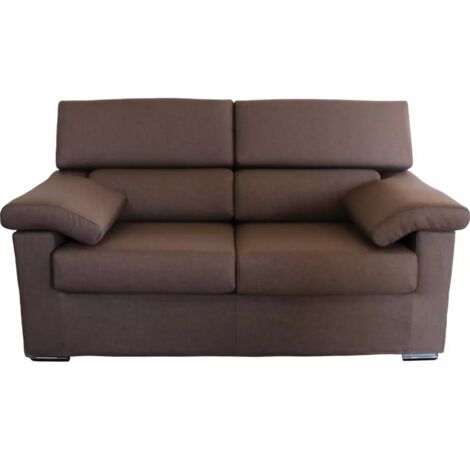 divano 2 posti bellahome "venezia" marrone tessuto sfoderabile e antimacchia, 160x93x93 cm