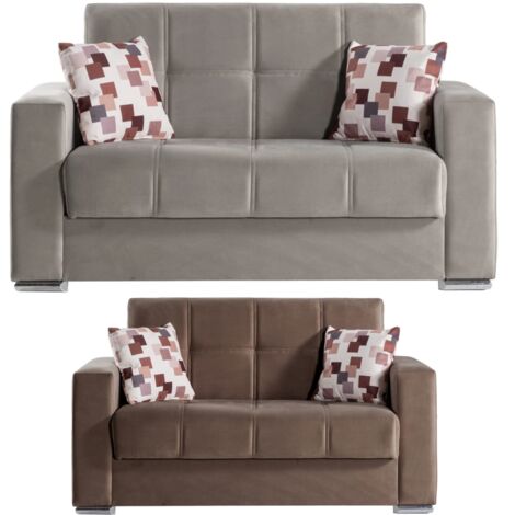 Divano 2 Posti Con Cassettone 2 Cuscini Braccioli ALBA CM. 158x85x92