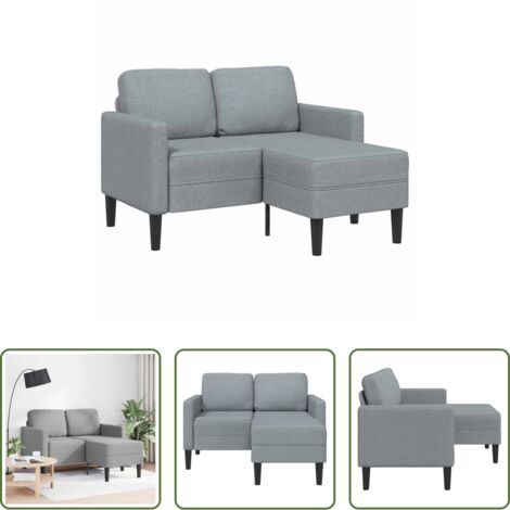 Divano 2 posti -  Divano 2 Posti con Chaise a L Grigio Chiaro 125 cm in Tessuto