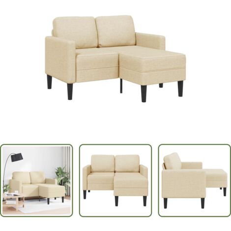 Divano 2 posti -  Divano 2 Posti con Chaise longue a L Crema 125 cm in Tessuto