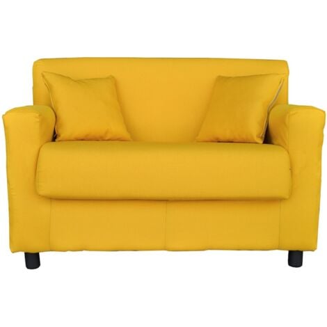 Divano letto 2 posti 133x80 cm in tessuto giallo ocra con