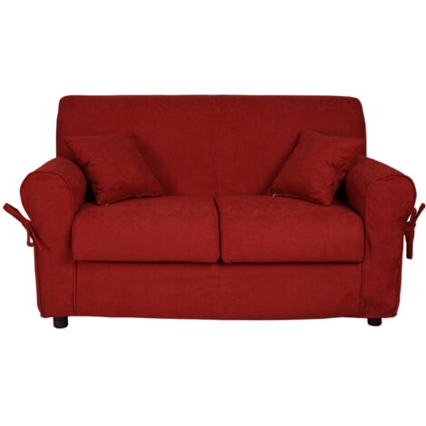 Divano 2 posti in tessuto sfoderabile VERONA 150 cm tinta unita BORDEAUX