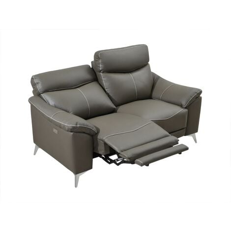 Divano 2 posti 2 recliner elettrici grigio scuro Brienz