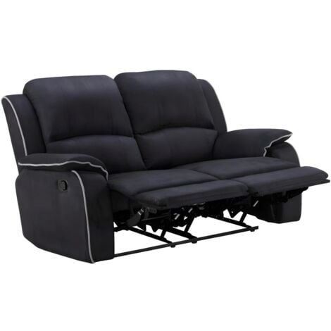 Divano 2 posti relax in microfibra Nero - HERNANI