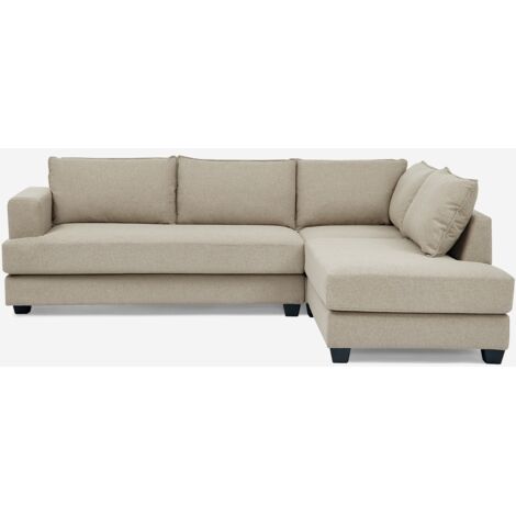 MODUS SOFÀ Divano 3 posti angolare di design con penisola in tessuto beige Avior