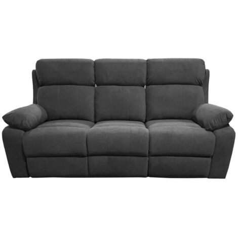 divano 3 posti bellahome "annika" con 2 recliner grigio canna di fucile 198x93x101 cm