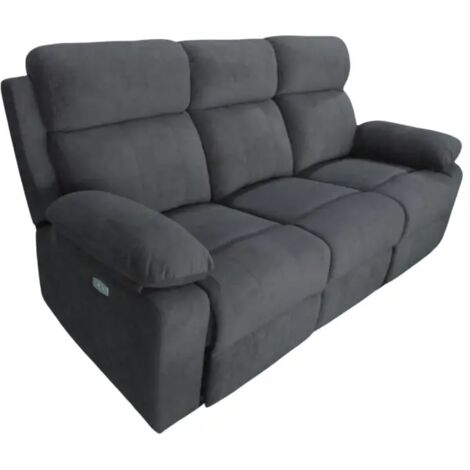 divano 3 posti bellahome "annika" con 2 recliner grigio canna di fucile 198x93x101 cm