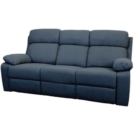 divano 3 posti bellahome "annika" con recliner manuale in tessuto blu, 198x93x101 cm