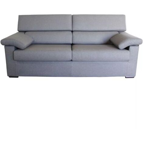 divano 3 posti bellahome "venezia" grigio tessuto sfoderabile e antimacchia, 200x93x93 cm