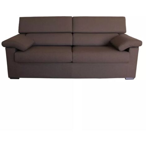 divano 3 posti bellahome "venezia" marrone tessuto sfoderabile e antimacchia, 200x93x93 cm