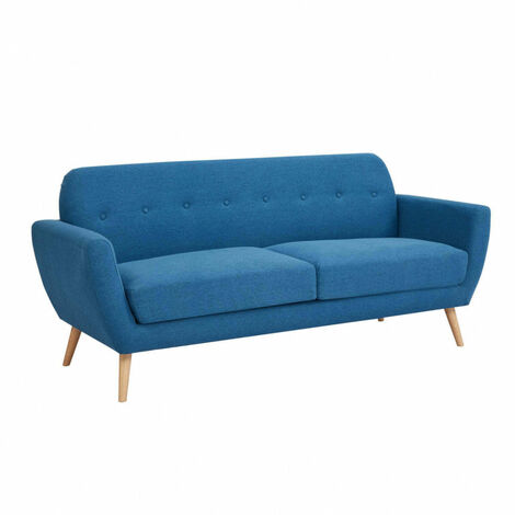 Divano 3 Posti Burton 193x79x86 h cm in Tessuto Blu