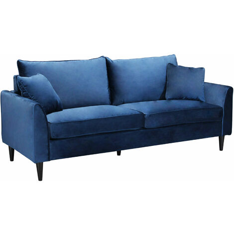 Divano 3 posti da interno con struttura in legno rivestito in velluto cuscini inclusi Perfect Things -  DarkSlateBlue