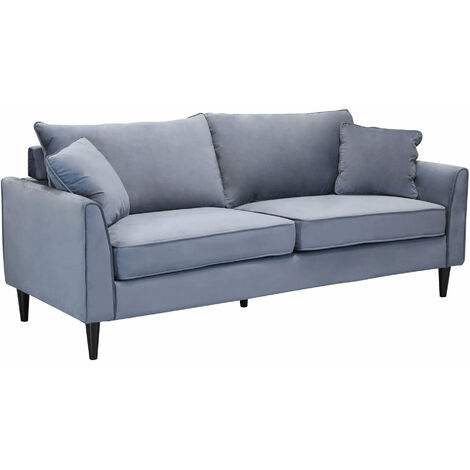 Divano 3 posti da interno con struttura in legno rivestito in velluto cuscini inclusi Perfect Things -  Grey