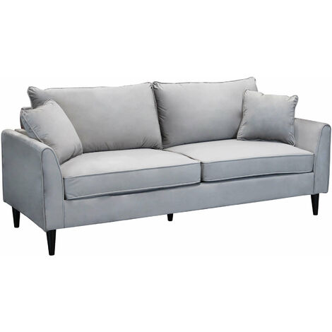 Divano 3 posti da interno con struttura in legno rivestito in velluto cuscini inclusi Perfect Things -  Tan