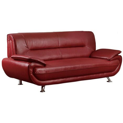 Divano 3 posti in similpelle Rosso - NIGEL