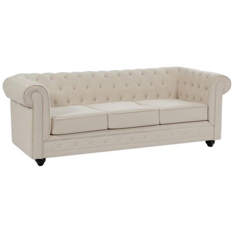 Divano 3 posti in Tessuto Beige CHESTERFIELD