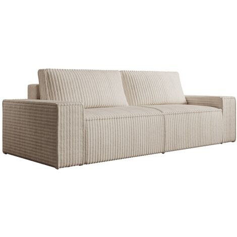 Divano 3 posti in Velluto a coste grosse Beige - AMELIA