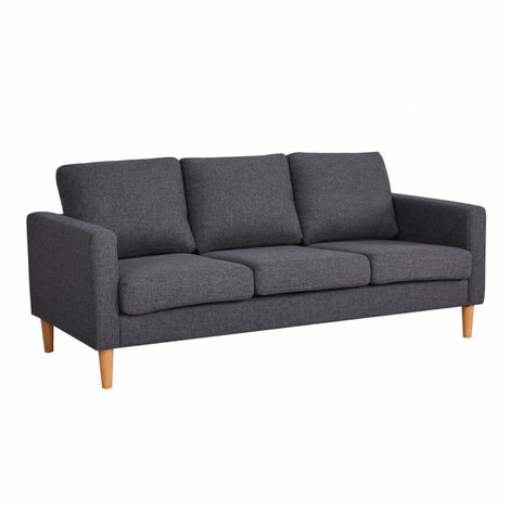 Divano 3 Posti Ramsey 180x73x82 h cm in Tessuto Grigio scuro