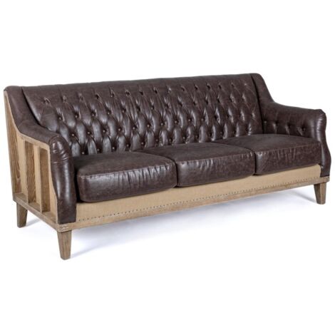 Divano 3 Posti "Raymond" per interno, Struttura E Schienale In Legno Di Frassino, 194,5 x 85 x 85 h cm -3 posti
