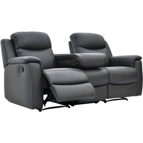 Divano 3 posti relax in cuoio Grigio - EVASION