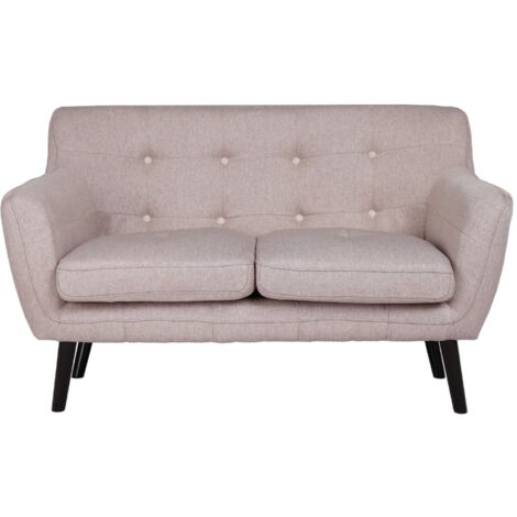 Divano a 2 posti 130 cm tessuto grigio gambe in metallo ELLEN