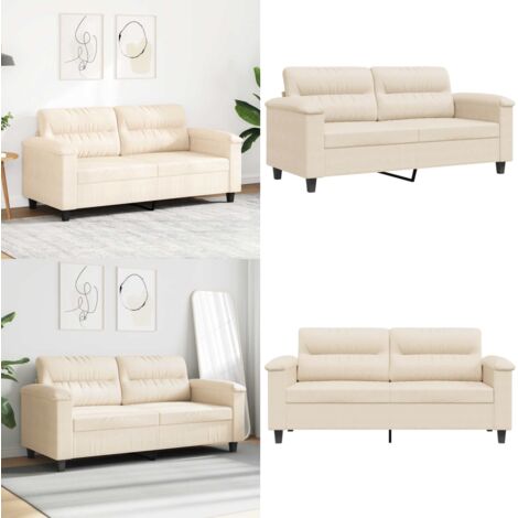 Divano a 2 Posti Beige 140 cm in Tessuto Microfibra - Divano in microfibra - Divano in tessuto