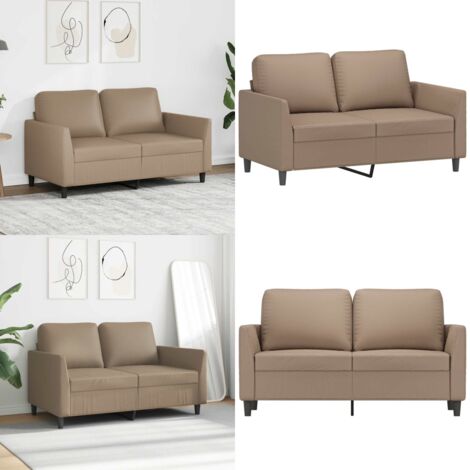 Divano a 2 Posti Cappuccino 140 cm in Similpelle - Similpelle - Design moderno