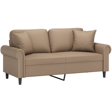 Divano a 2 Posti con Cuscini Cappuccino 140 cm in Similpelle vidaXL