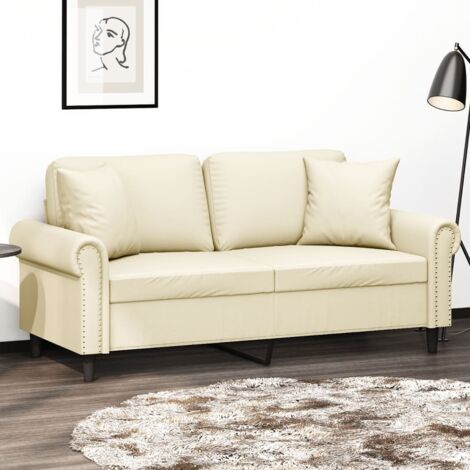 Divano a 2 Posti con Cuscini Crema 140 cm in Similpelle vidaXL