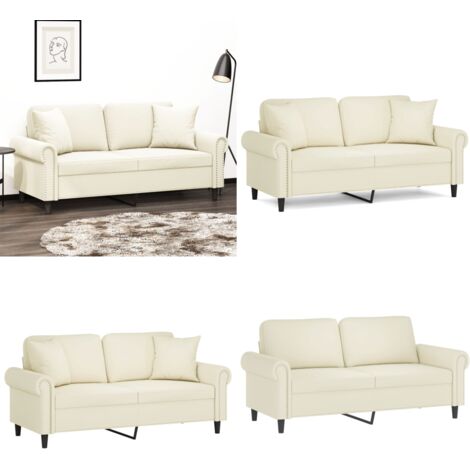 Divano a 2 Posti con Cuscini Crema 140 cm in Velluto - Cuscini decorativi - Velluto