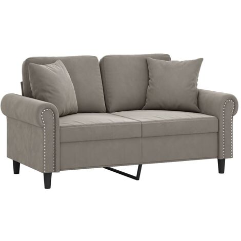 Divano a 2 Posti con Cuscini Grigio Chiaro 120 cm in Velluto vidaXL