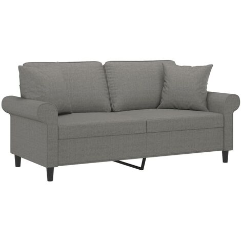 Divano a 2 Posti con Cuscini Grigio Scuro 140 cm in Tessuto vidaXL