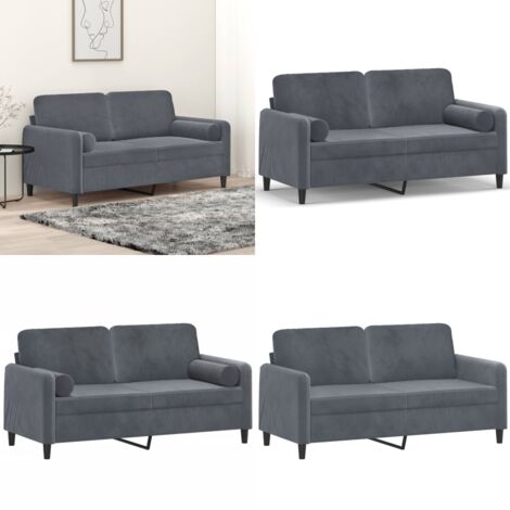 Divano a 2 Posti con Cuscini Grigio Scuro 140 cm in Velluto - Cuscino decorativo - Velluto