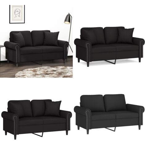 Divano a 2 Posti con Cuscini Nero 120 cm in Velluto - Cuscini decorativi - Velluto
