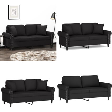 Divano a 2 Posti con Cuscini Nero 140 cm in Velluto - Cuscini decorativi - Velluto