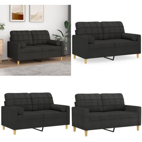 Divano a 2 Posti con Cuscini Tortora 120 cm in Tessuto - Cuscino decorativo - Divano in tessuto